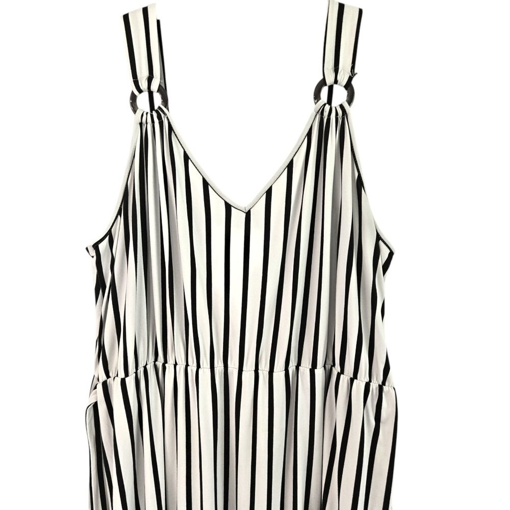 Vibe Sportswear 2X Womens Bue & White Striped Knit Maxi Dress Tie Belt - Picture 6 of 10